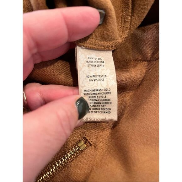 Soft Surroundings Camel Brown Zip Neck Tunic sz XS NWOT - Picture 6 of 7